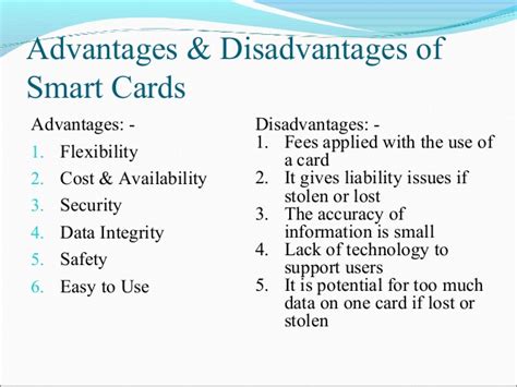 disadvantages of smart cards|smart card advantages and disadvantages.